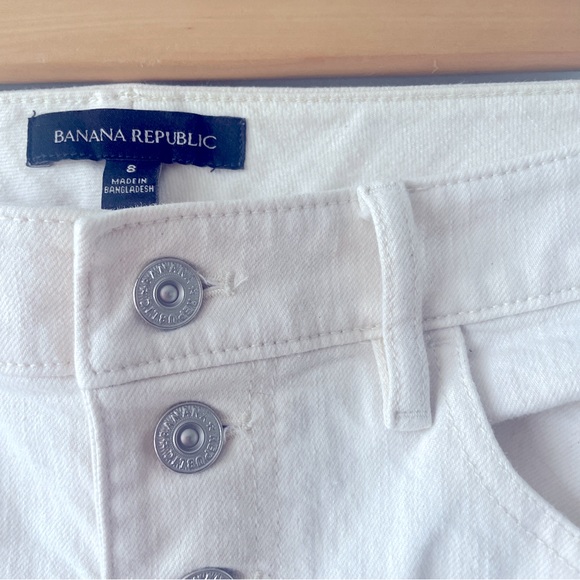 Banana Republic white jean button-fly pencil skirt - Picture 3 of 5